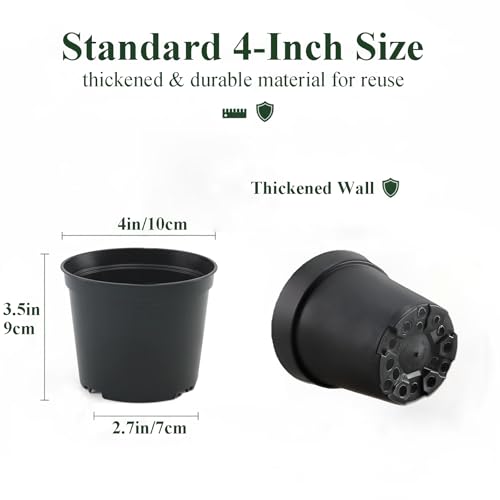 25 Packs Nursery Pots for Plants 4 Inch Seedling Pots with Drainage Holes - size: 4 Inch