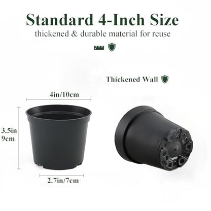 25 Packs Nursery Pots for Plants 4 Inch Seedling Pots with Drainage Holes - size: 4 Inch