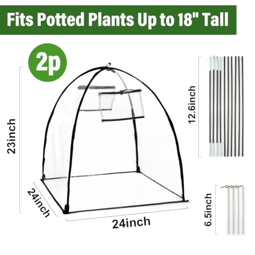 Clear Plant Covers Freeze Protection, 2-Pack Cloches & Domes, Winter - color: Clear, size: 24*23in 2P