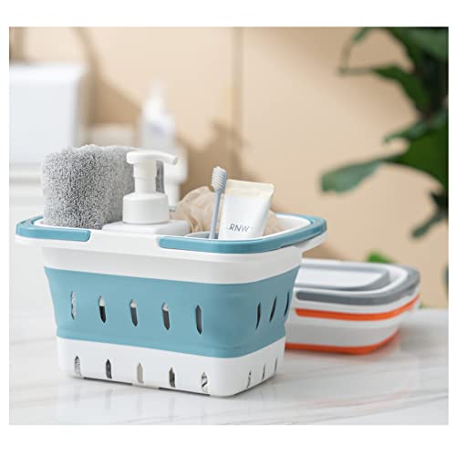 Foldable Plastic Shower Caddy Basket 2 Pcs, Portable and Durable Toiletries Caddy with Handles Ideal for Dorm, Bathroom, Cleaning, Kitchen, Camping, Waterproof, Easy to Clean (Grey 2 pack) - color: Grey 2 pack