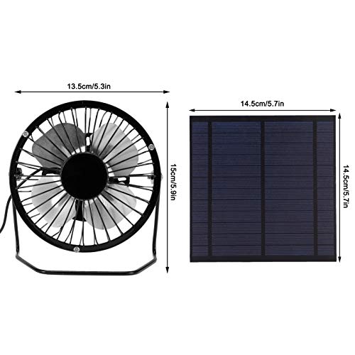 TOPINCN Solar Powered Fan 5W USB Dual Power Quiet Portable