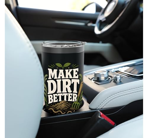 Make Dirt Better Composting Soil Builder Compost Stainless Steel Insulated Tumbler - color: Black