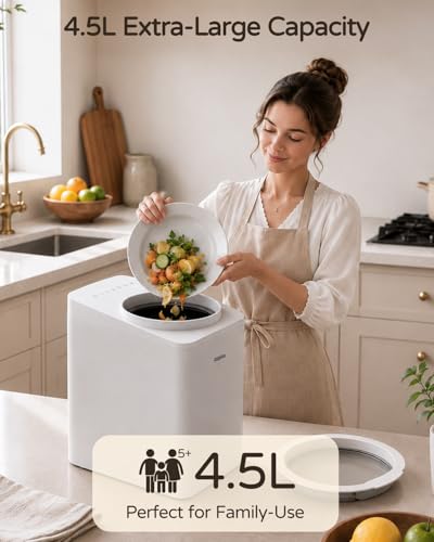 Odorless Electric Kitchen Composter 4.5L, Quiet ≤45dB for Home