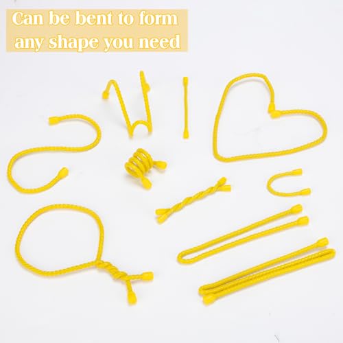 8PCS 4 Inch Silicone Cable Ties, Reusable Bendable Rubber Twist Ties - color: Yellow, size: 4in(8pcs)