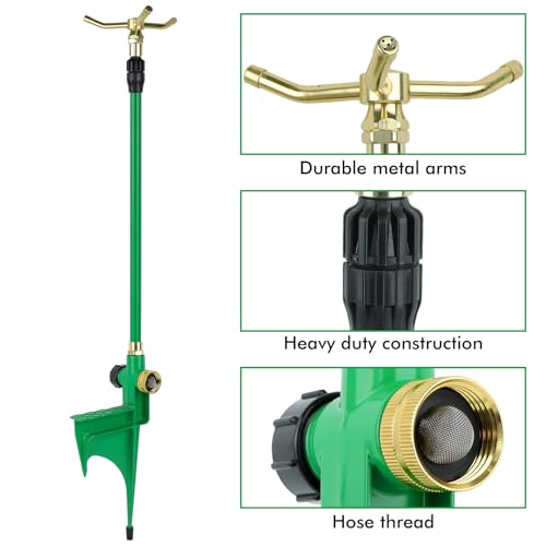 RESTMO 3-Arm Sprinklers for Yard with Adjustable Telescoping Base