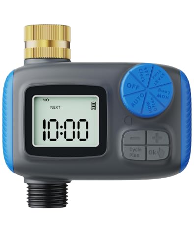 Sprinkler Timer with Brass Swivel, Digital Irrigation Controller System with Rain Delay/Manual Mode/Automatic Watering for Outdoor Garden Yard Lawn