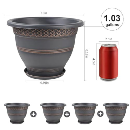 Usocik 10 Inch Plant Pots, 4 Pack, Copper Plaid - color: Copper