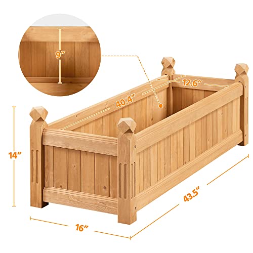 Yaheetech 43.5" Wooden Raised Garden Bed Rectangular Planter Box, 1pcs - size: 43.5'' x 16'' x 14'' (LxWxH)