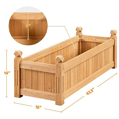 Yaheetech 43.5" Wooden Raised Garden Bed Rectangular Planter Box, 1pcs - size: 43.5'' x 16'' x 14'' (LxWxH)
