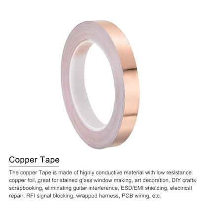 PATIKIL Copper Tape 0.59 Inch x 27 Yards 0.05 Thick Copper Foil Tape Single Sided Conductive Adhesive EMI Shielding for Electronics, Circuits, Grounding - size: 0.59 Inch x 27 Yards x 0.05mm