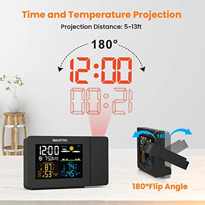 SMARTRO SC91 Projection Alarm Clock for Bedrooms with Weather Station