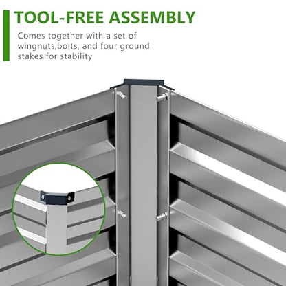2PCS 6x3x1ft Galvanized Raised Garden Bed Kit,Metal Planter Box for Vegetables,Flowers,Herbs Durable Rust-Resistant Patio Gardening Beds,Silver - color: Sliver, size: 6x3x1(2PCS)