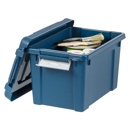 IRIS USA 6-Pack 5 Gal Heavy Duty Lockable Storage Totes with lids, Navy - color: Navy, size: 5 Gal - 6 Pack