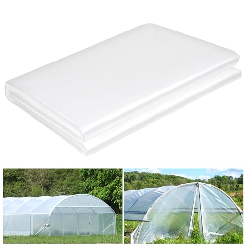 8 x 26 FT Clear Greenhouse Plastic Sheeting, 6 Mil Polyethylene Film Heavy Duty, Water Sun Frost Wind Dust Resistant Winter Hoop House Toughness Plastic Cover for Farming, Gardening, Agriculture, DIY - size: 8 x 26 FT