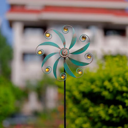 Stargarden Wind Spinner, Metal Outdoor Wind Sculptures & Spinners - color: Small-green-b