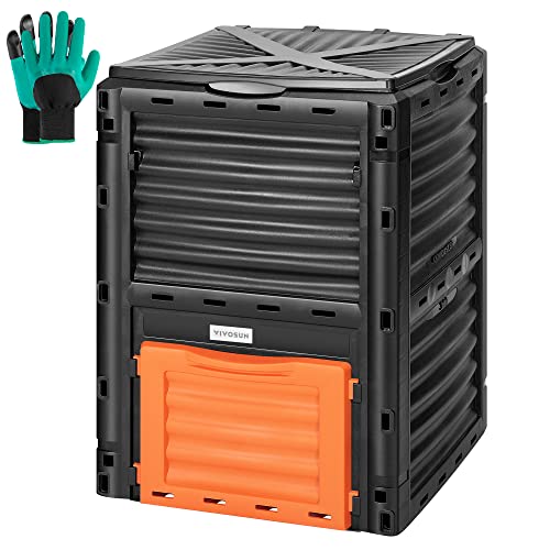 VIVOSUN Compost Bin 80Gallon (300L), Outdoor Composter W/Large Capacity & Easy Assembling, Compost Barrel for Fast Creation of Fertile Soil - size: 80 Gallon