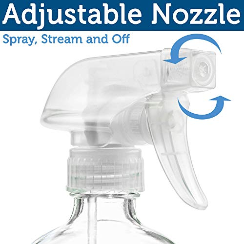 Large Clear Glass Spray Bottles, Empty, Refillable, Water, Fine Mist 16 oz