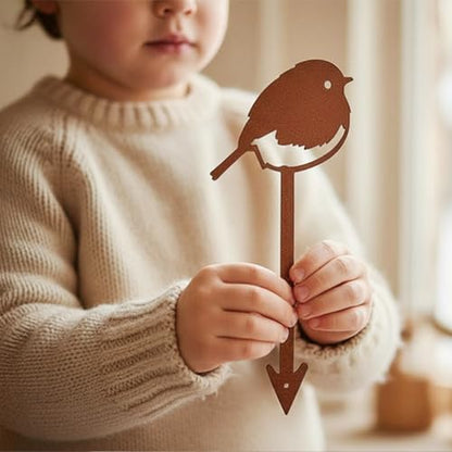 Chickadee Metal Garden Plant Stake for Flower Pots