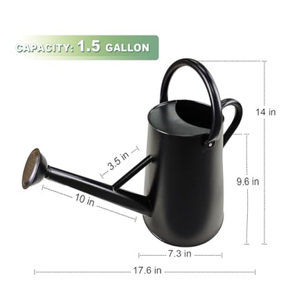 Watering Can for Outdoor&Indoor Plants，1.5 Gallon，Black - color: Black