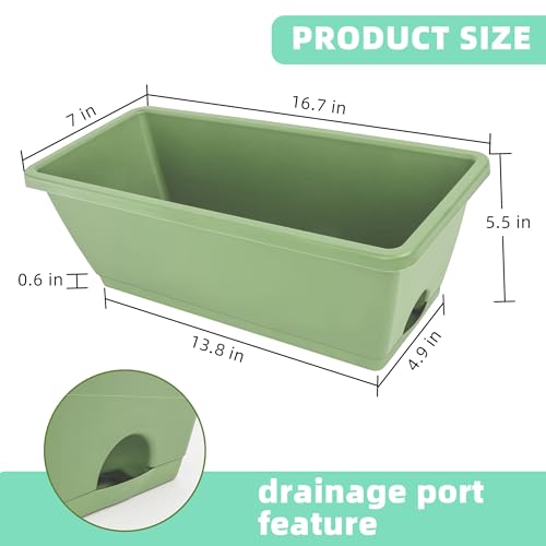 LOCONHA 7 Pack Window Box Planter, Plastic Vegetable Flower Planters Boxes - color: Aqua