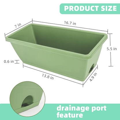 LOCONHA 7 Pack Window Box Planter, Plastic Vegetable Flower Planters Boxes - color: Aqua