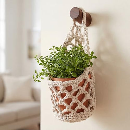 6 Pk Macrame Plant Hanger,4 x 8 Inch,White - color: White, size: 4 x 8 inch