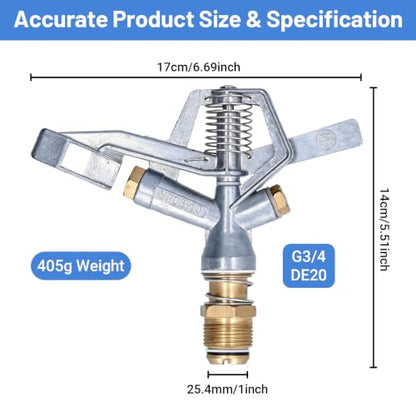 G3/4 Zinc Alloy Oscillating Impact Sprinkler for Lawn & Garden