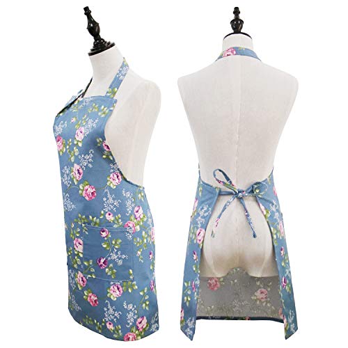 Floral Aprons for Women, 2 Pack Kitchen Aprons for Cooking Baking Gardening