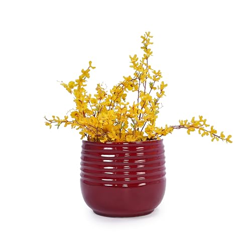 Ceramic Plant Pots with Drainage Hole, 8/11/15 Inch, Red