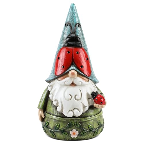 Garden Ladybug Gnome Statues Outdoor Ladybug Decor for Yard and Indoor Home - color: Red