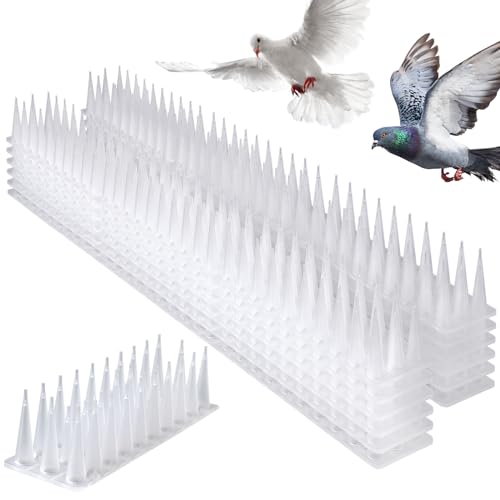 TOBWOLF Bird Spikes, 12 Pack Plastic Pigeon Deterrent Spikes, White