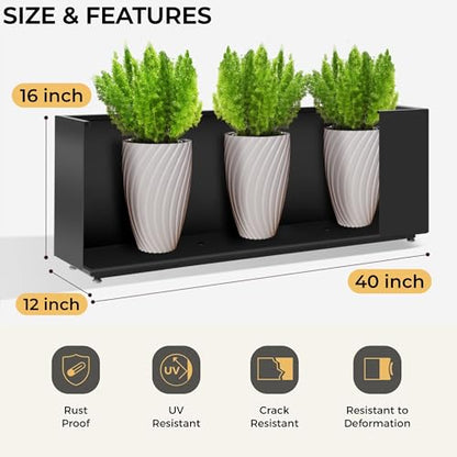 40Wx12Dx16H Black Metal Planter Box, Easy Assembly Raised Garden Bed - color: Black, size: 16Hx40Wx12D