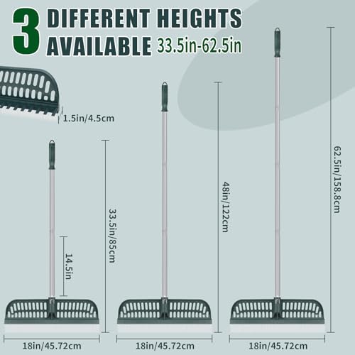 2 in 1 Artificial Turf Rake, 32-61" Turf Brush Broom for Artificial Grass