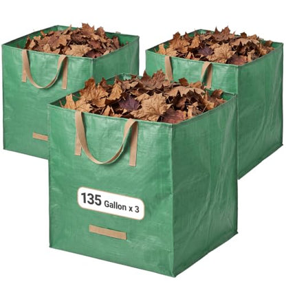 Yard Waste Bags, 135 Gallon Reusable Lawn and Leaf Bag 3 Pack