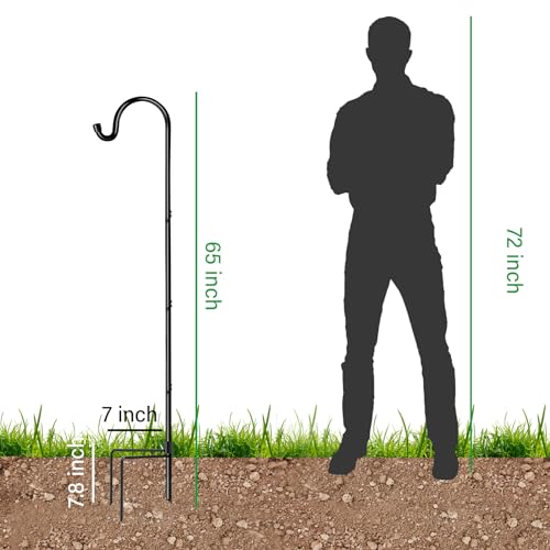 GOFORWILD 2 Pack 65 Inche Adjustable Shepherd Hooks for Outdoor - size: 65 Inch