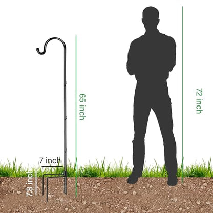GOFORWILD 2 Pack 65 Inche Adjustable Shepherd Hooks for Outdoor - size: 65 Inch