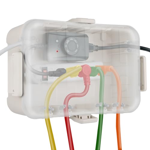 Flemoon Large IP54 Waterproof Outdoor Electrical Box with Transparent Lid - color: Transparent and Almond, size: Large