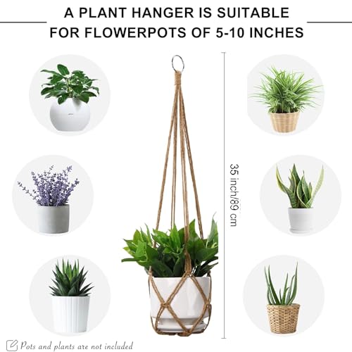 YIBOT Macrame Plant Hanger Indoor 35 Inch Hanging Planter Basket Brown 2Pc - color: Brown, size: 35+35Inch