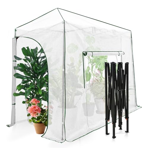EAGLE PEAK 10x5 Easy Setup Pop Up Greenhouse, Lean-to Design, Clear/White - color: Clear/White, size: 10x5