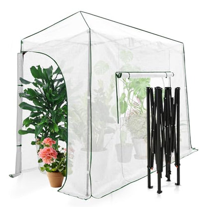 EAGLE PEAK 10x5 Easy Setup Pop Up Greenhouse, Lean-to Design, Clear/White - color: Clear/White, size: 10x5