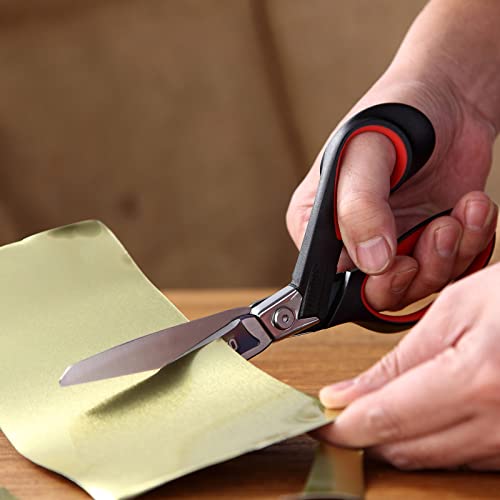 LIVINGO 9" Heavy Duty Titanium Coated Stainless Steel Scissors, (Red/Black) - color: Red