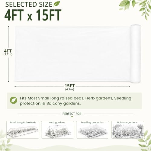 4Ft x 15FT Garden Netting, Fine Mesh Insect Netting for Plant Protection - size: 4Ft x 15Ft