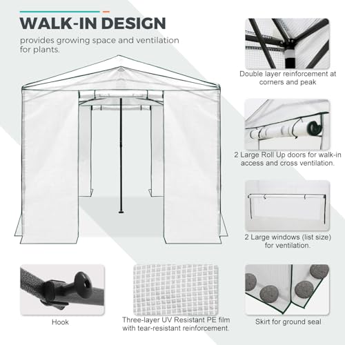 EAGLE PEAK 12x8 Easy Setup Pop Up Greenhouse, Support Pole, Clear/White - color: Clear/White, size: 12x8