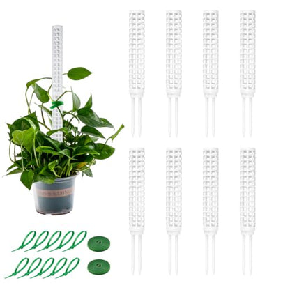Stackable Small Moss Pole for Monstera Pothos, Fillable Support - size: 8pack,small,White