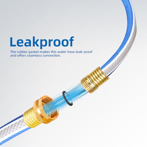 50 ft Heavy Duty 3/4” Garden Hose, Solution4Patio, Male to Female Fittings - color: Blue/White, size: 3/4 in. x 50 ft.