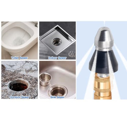 MIZORLIE Pressure Washer Sewer Jetter Nozzle with Stainless Steel - color: back1/4