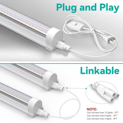 JESLED 2FT Grow Lights, 5000K Full Spectrum Sunlight White, V-Shaped Beam - size: 2FT-2P