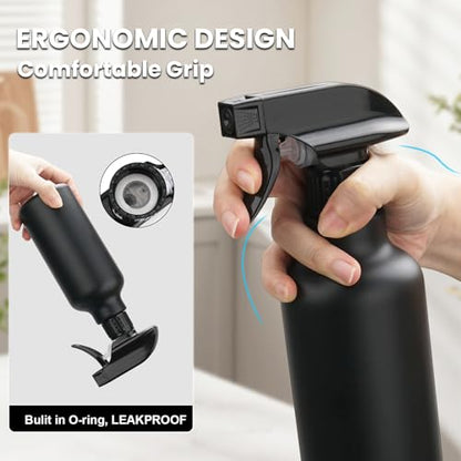 Spray Bottles 16.9oz/500ml Plastic Empty, Black, 2 Pack - color: Black