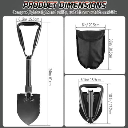 Black Folding Camping Shovel, 24" High Carbon Steel Tool - color: Black, size: 24'' Large