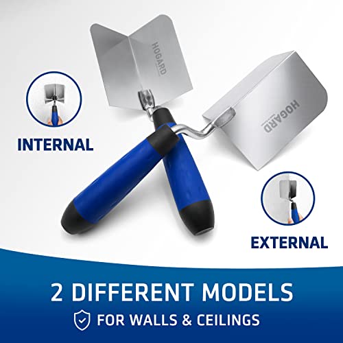 Outside Corner Trowel | Best Corner Drywall Tool | Made of Stainless Steel with External Angle and Soft Grip Handle.